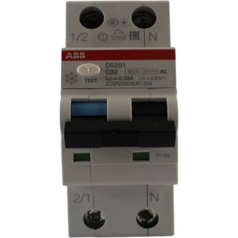 Interruttore magnetotermico differenziale classe AC 1P+N 0,03 32A 6kA 2 moduli ABB (1/2)
