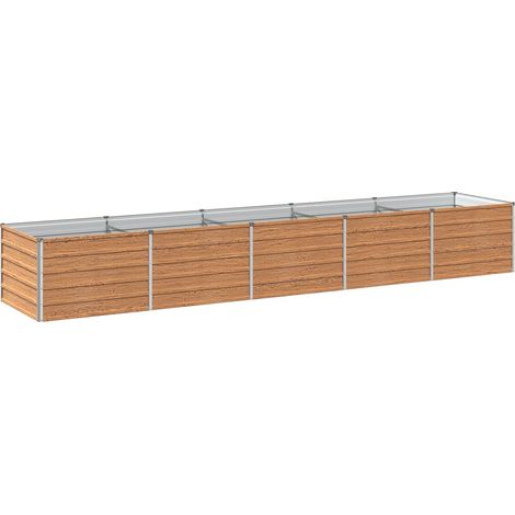Raised Garden Bed Wood Brown 400 x 80 x 55 cm cold-rolled steel vidaXL