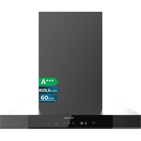 Cecotec Campana Extractora En forma de T 60 cm Bolero Flux TT 609500 Slim Dark Inox A+++. Succión 829,5 m³/h