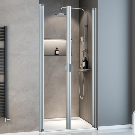 Schulte – Porte de douche battante 100 x 180 cm – Verre de sécurité 5 mm transparent – Profilé alu-argenté – Ouverture réversible