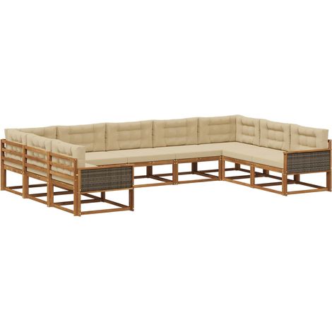 Outdoor Sofa Set with Cushion 9 pcs Natural and Beige vidaXL (1/5)