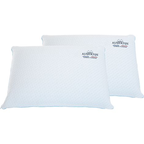 Lot de 2 oreillers mémoire de forme viscoélastique 60 x 40 cm – Housse ultra-douce lavable – Technologie Gel+ pour fraîcheur tempérée – Maison Aubertin (1/5)