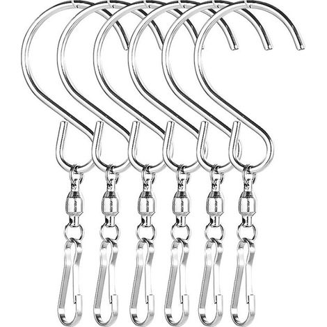 6 Stück Solarleuchten-Haken,Kristall-Drehhaken,Hängehaken für Windspiele,Vogelfutterhäuschen,Windtaschen im Freien,drehbare Windspiele,9 cm (1/4)