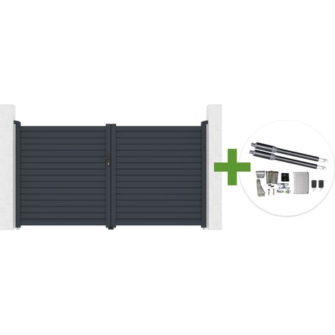 CALANCIA 3 m H. 160 cm graues Aluminium-Schwingtor + RANGER B150 Motor