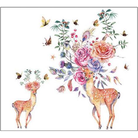 Bunte Hirsch-Wandtattoos als Hintergrunddekoration für Schlafzimmer und Wohnzimmer (1/5)