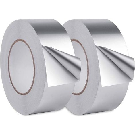 Aluminium-Klebeband – 20 m x 30 mm – 0,06 mm Metallschichtdicke – Thermische und elektrische Abdichtung – Für Metalloberflächen, Küche, Bad, Elektriker – 2 Rollen (1/5)