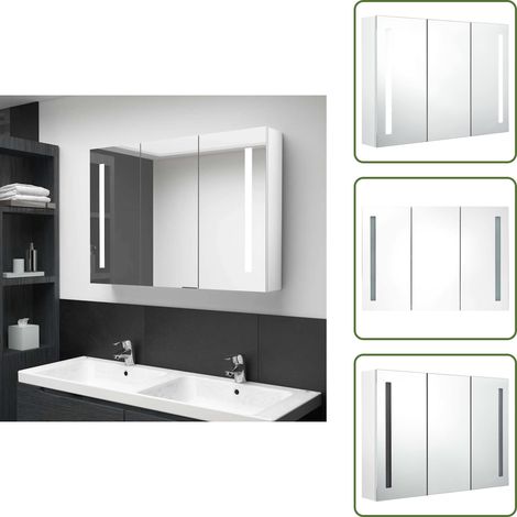 The Living Store Mueble de baño con espejo LED blanco brillante 89x14x62 cm - Espejo LED