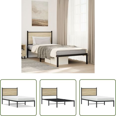Metallbettgestell - Metallbett ohne Matratze Sonoma-Eiche 75x190 cm (1/5)