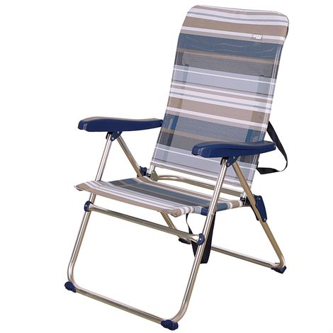 AKTIVE 62603 Sedia Pieghevole Spiaggia 5 Posizioni alumunio Beach 68x61x92 cm, Allu Tube+textilene, Blu, 61x63x93cm x1 (1/5)