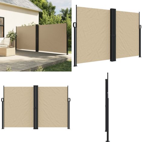 Auvent latéral rétractable beige 160x1200 cm - Parasol - Écran D'intimité - Brise Vue - Auvent Lateral - Protection Solaire - Home & Living