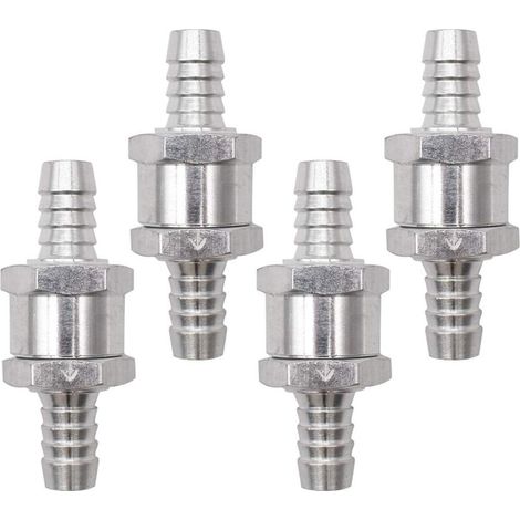 Clapet Anti-Retour, 4 Pièces Argent Anti-Retour Valve avec Flèche Non Retour Clapet en Alliage pour Carburateur Low Systèmes de carburant Sous Pression Voiture (10mm)