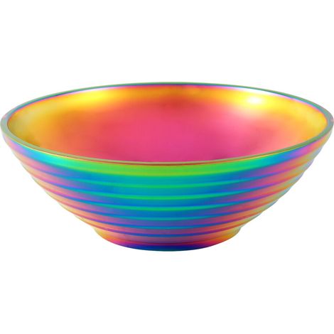 Bol redondo de doble capa para fideos, anti-quemaduras, vajilla para olla caliente, salsa, sopa, arroz, bol grande para ramen, bol de acero inoxidable. (1/4)