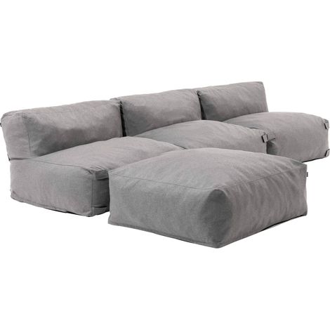 Canapé de jardin modulable 4 places gris - Mixi