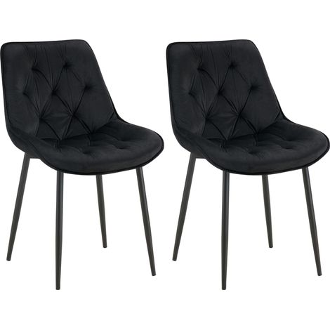 2er Set Esszimmerstuhl Wallace Samt schwarz