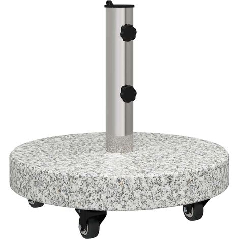 Base de parasol ronde roulante extérieur 45 x 45 x 45 cm en granit gris