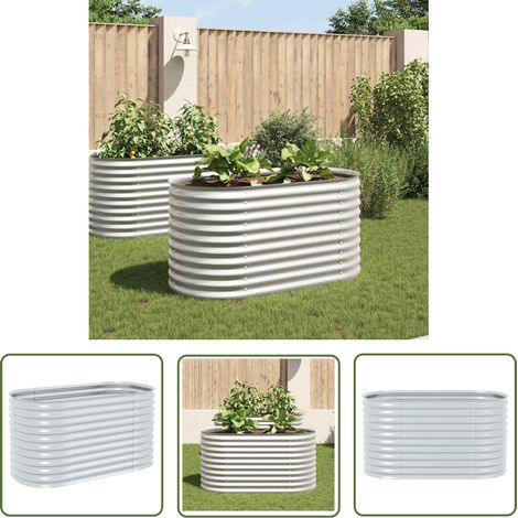 The Living Store Lit surélevé de jardin 160x80x81 cm Acier galvanisé Argenté - Jardiniere Exterieur - Pot Plante Metal - Bac Plante Aluminium - Lit Surélevé Jardin - Décoration Jardin (1/5)