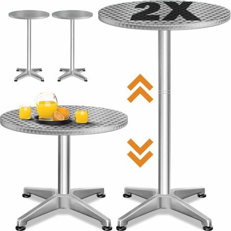 Mesa de bar de bistró con altura regulable, color plata, Ø60 cm (1/5)