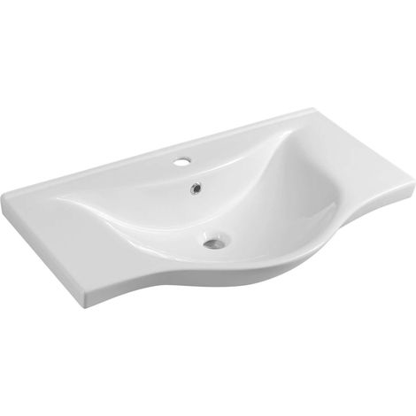 Aqualine Zara - Lavabo 80x46 cm, con troppopieno e foro per miscelatore, bianco 10080 (1/5)