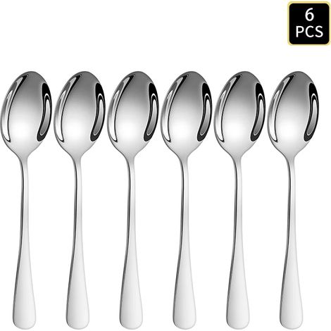 Ensemble de couverts en acier inoxydable (6 cuillères) : couteau à manche rond 1010, fourchette et cuillère. (1/2)