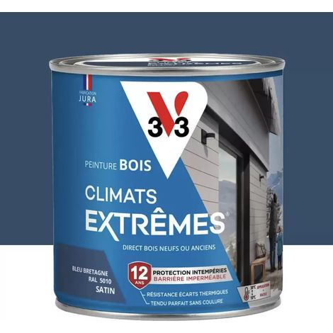 Peinture bois V33 Climats Extrêmes Satin Bleu de Bretagne 0,5 L (1/3)
