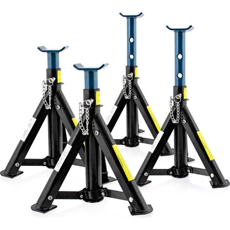 3T Unterstellbock klappbar verstellbar Auto PKW Wagenheber Abstellböcke 3000kg (2 Paar) Schwarz / Blau