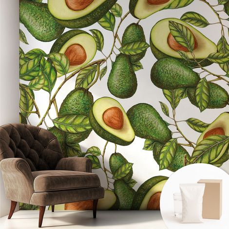 Tapete Vliestapete mit Kleber - modernes Design - Wohnungsdeko - geruchslos - langlebig Avocado-Muster 250x250 cm (1/5)