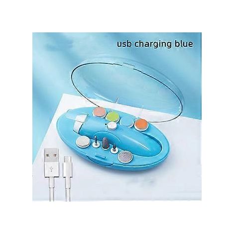 Elektrischer Nageltrimmer mit USB-Ladefunktion für Babys, blau