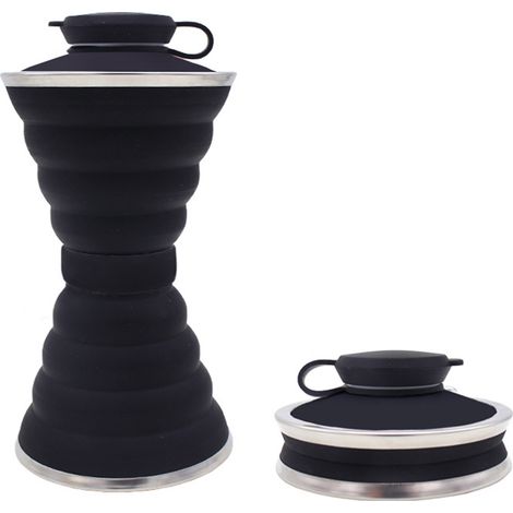 Gobelet Pliable - En Silicone Alimentaire - Résistant Aux Températures Extrêmes - Étanche - Avec Mousqueton - 500 ml (1/5)
