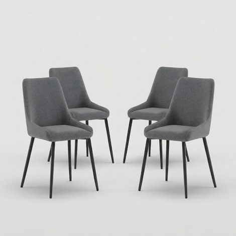 Set 4 sedie imbottite in microfibra con gambe in metallo Artemis - Grigio Scuro (1/5)
