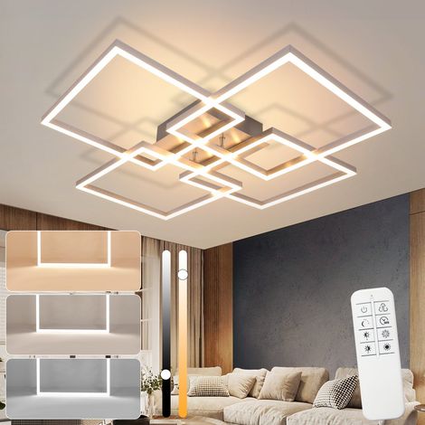 GBLY Plafoniera LED - 64CM Lampada da salotto moderna regolabile con telecomando 36W Argento Plafoniera camera da letto Design rettangolare Lampada da cucina per sala da pranzo Cucina