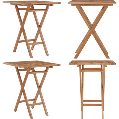 Tavolo da Giardino Pieghevole 60x60x75 cm in Massello di Teak - Tavolo in teak - Tavolo pieghevole