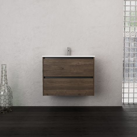 Inda - Mobile bagno L.80 con lavabo opaco / Rovere castano 2