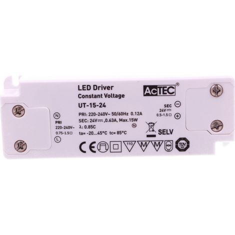 Alimentatore Trasformatore Ultra Slim 15W 24V 0.63A Tensione Costante 103X36X16 mm