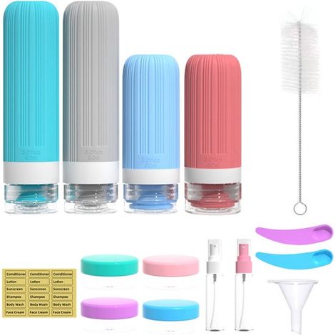 Botellas de silicona tamaño viaje, recipientes para champú y gel de ducha, portátiles, tamaño viaje, 60 ml + 90 ml (1/5)