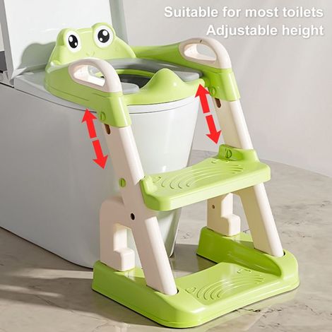 1 rehausseur toilette enfant, avec marches réglables et coussin confortable, siège adapté garçons et filles pour apprentissage autonomie salle de bain