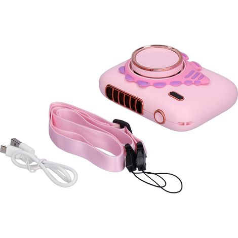 Mini ventilateur portable main libre, éventail de cou caméra rechargeable USB, rose, petite taille, avec câble, pour usage quotidien (1/5)