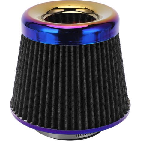 Filtre à Air D'admission de Voiture, Filtre à Air Conique Rond Haute Performance de 3 Pouces/76 Mm, Filtre à Air D'entrée D'accessoire Universel à Cône Réutilisable Lavable(le noir) (1/4)