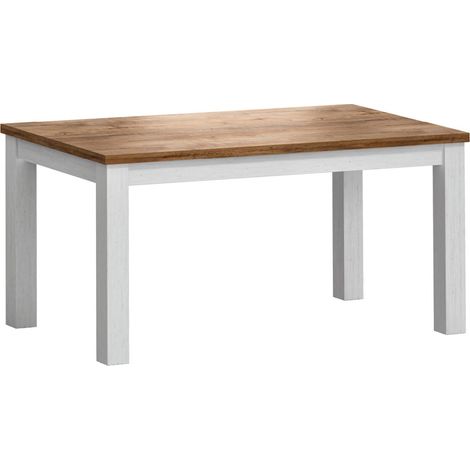 Tavolo da pranzo allungabile Léandre bianco e legno da 4 a 6 posti
