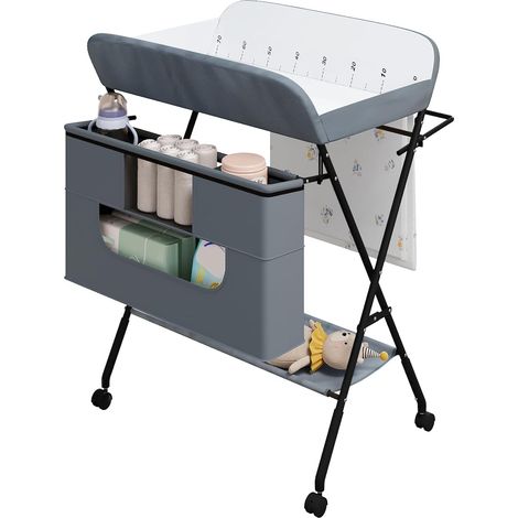 WOLTU Cambiador plegable para bebés, mesa para cambiar pañales para niños, gris (1/5)
