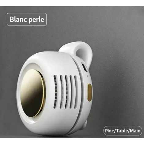 Mini ventilateur silencieux sans pales portable avec clip de taille, ventilateur mains libres rechargeable avec 3 vitesses pour voyage, bureau, chemise, cadeau d'été pour les amateurs de plein (1/5)