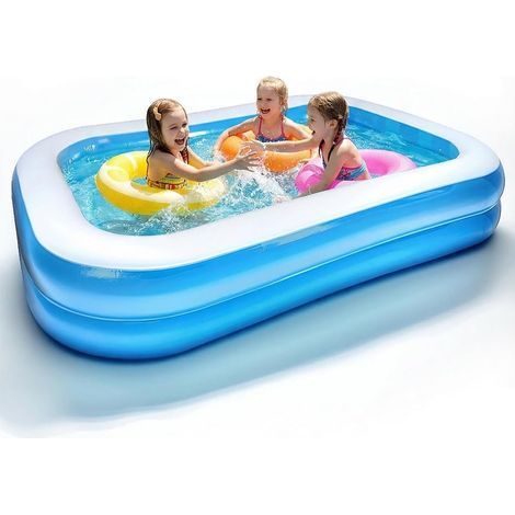 Aufblasbarer Pool 260 x 155 x 45 cm, großer rechteckiger Pool für Kinder und Erwachsene, faltbarer Outdoor-Pool für Garten, Terrasse und Sommerpartys, aufblasbarer Pool für drinnen und draußen, 2,6 m (1/5)