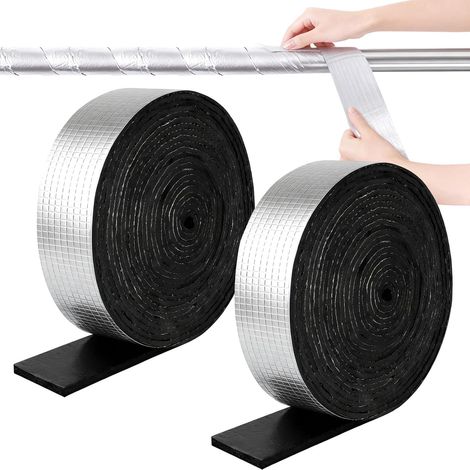 Confezione da 2 rotoli di isolante - 10 m x 5 cm - Autoadesivo - Schiuma arrotolabile - Nastro isolante per tubi di riscaldamento e raffreddamento, condotti di ventilazione, isolamento acustico e (1/5)