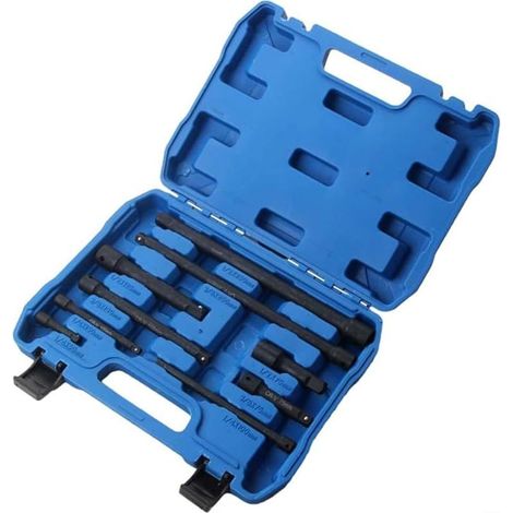 Lot de 9 rallonges pneumatiques noires 3/8, grandes et petites têtes de mouche (1/4)