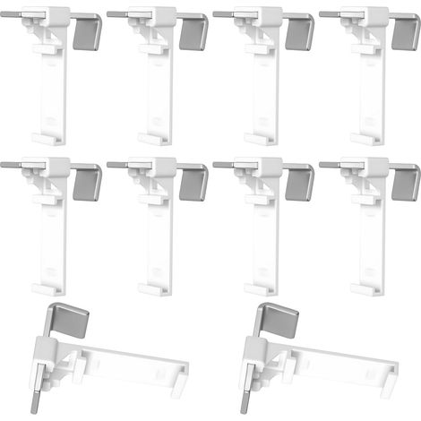 10 Pcs Support de Serrage Long pour Klemmfix Store Double, Fixation Store sans Percage Fenetre, Supports de Serrage Longs Fixation Attache Rideau pour PVC Fenêtre en Bois Store Enrouleur sans P (1/5)