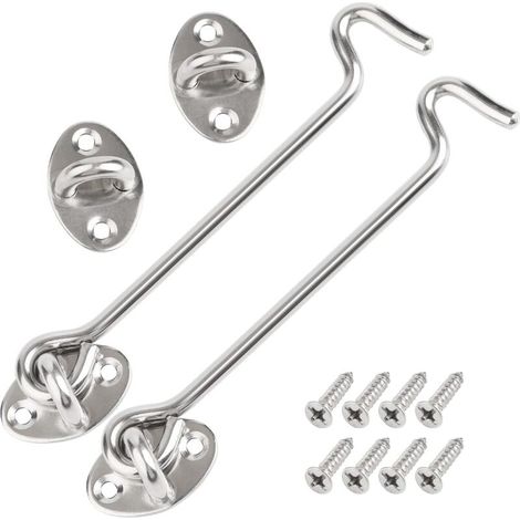 Loquet de cabine 2 pièces avec vis de montage pour fenêtre, porte de grange, abri de jardin, garage (15 cm) Argent (1/5)