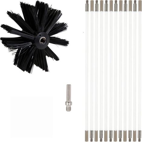 ALLIANDISKit Brosse Nettoyage Cheminée ,Outil Nettoyage pour Cheminées avec 6 Tiges Flexibles de 410 mm et 1 Tê Tes de Brosse pour Cheminée,Tuyau d'égout,poêle à Bois (1/4)