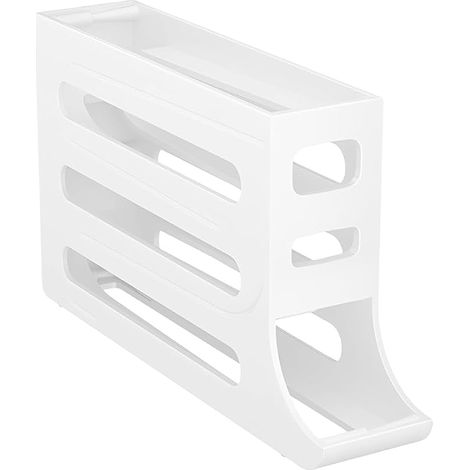 Dispensador automático de huevos rodante de 4 niveles - Soporte pequeño para huevos para refrigerador y organización de encimera - Organizador de soporte para huevos de plástico duradero, un