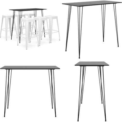 Ensemble de bar 7 pcs Noir et blanc - Ensemble De Bar - Meuble De Salle À Manger - Table De Bar - Tabouret De Bar - Mobilier Moderne - Home & Living (1/5)