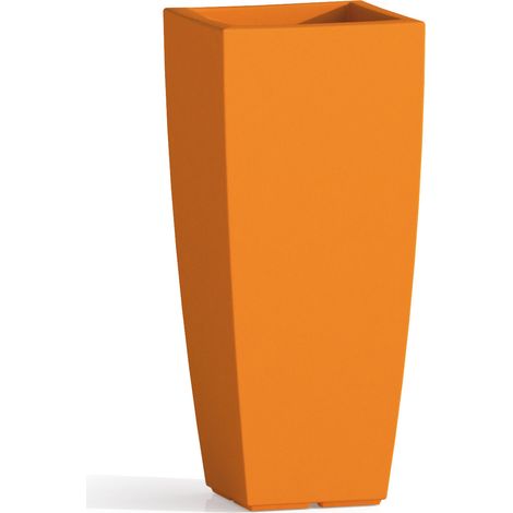 Maceta de resina cuadrada mod. Agave 33x33 cm h 70 naranja