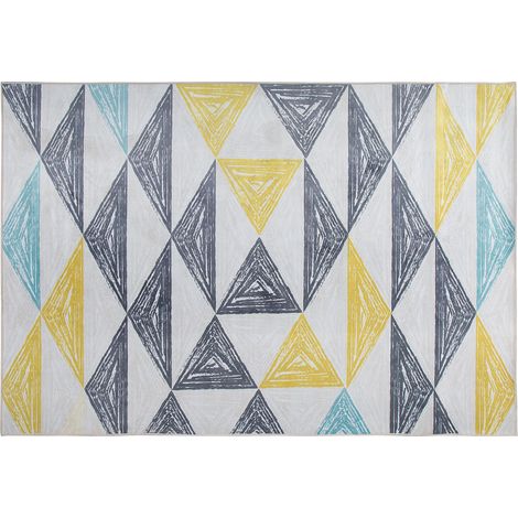 Alfombra con patrón geométrico gris y amarillo 160 x 230 cm de pelo corto Kalen (1/5)
